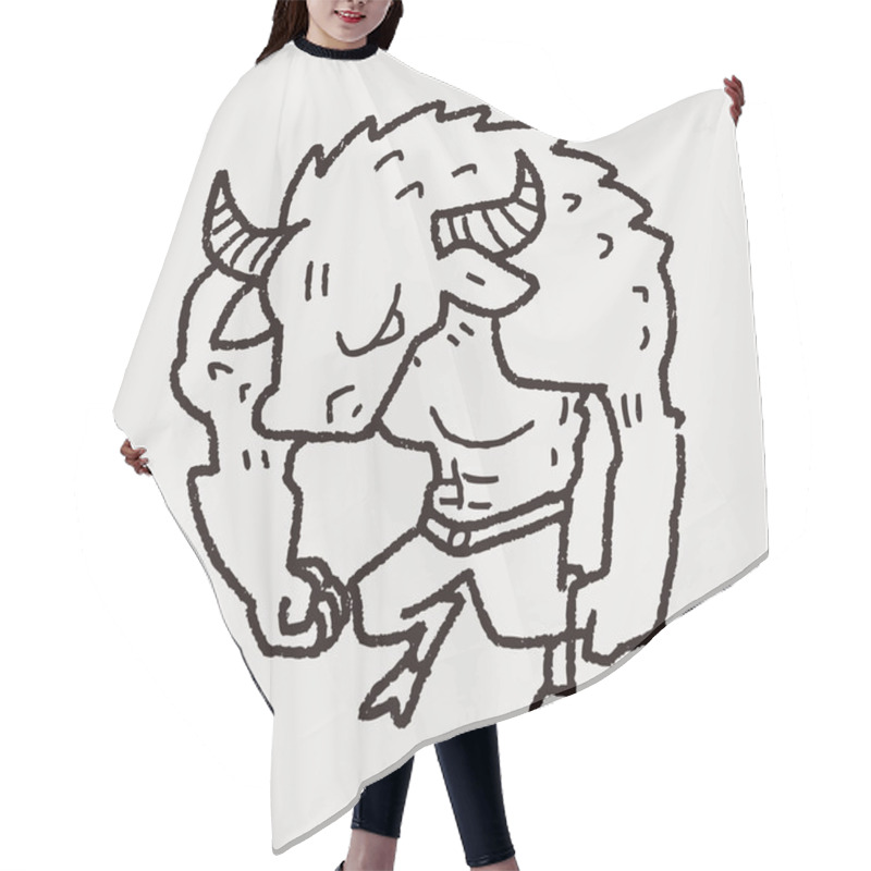 Personality  Bull Monster Doodle Hair Cutting Cape