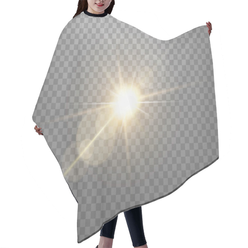 Personality  Sunlight Lens Flare, Sun Flash With Rays And Spotlight. Gold Glowing Burst Explosion On A Transparent Background.  Hair Cutting Cape