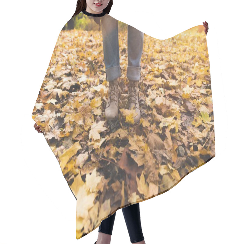 Personality  Person Standing On Fallen Leaves Hair Cutting Cape