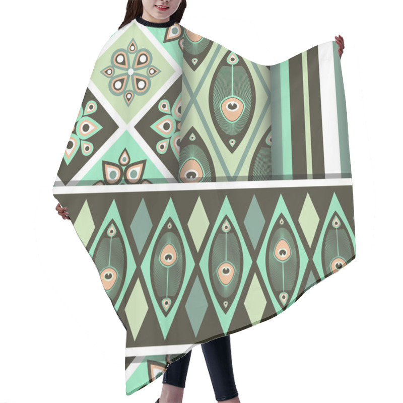 Personality  Vector Set Of Patterns With Peacock Butterfly Hair Cutting Cape