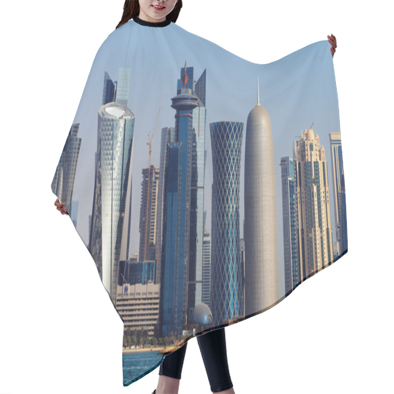 Personality  The West Bay City Skyline Of Doha, Qatar Hair Cutting Cape