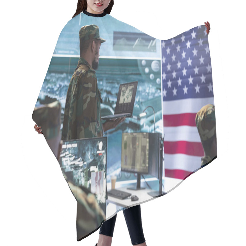 Personality  Military Personnel Work In A High Tech Environment Safeguarding Classified Data And Managing Cybersecurity Operations To Defend Against Cyber Attacks And Digital Warfare Threats. Hair Cutting Cape