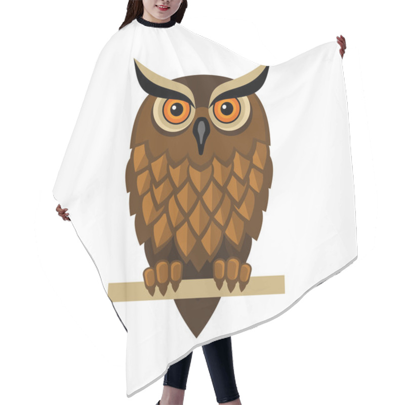 Personality  Owl Isolated On White. Vector Hair Cutting Cape