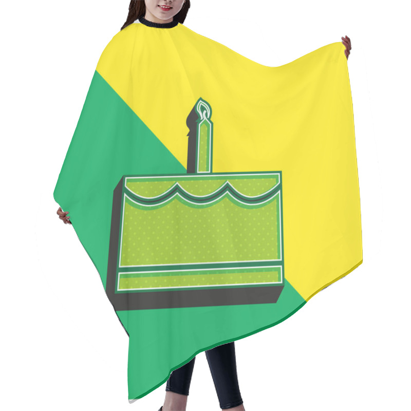 Personality  Birthday Cake With Candle Green And Yellow Modern 3d Vector Icon Logo Hair Cutting Cape