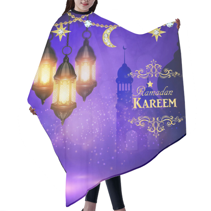 Personality  Mosque Silhouette In Sunset Sky And Abstract Light For Ramadan Of Islam Hair Cutting Cape