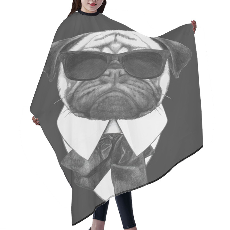 Personality  Pug Dog With Sunglasses Hair Cutting Cape