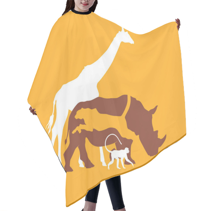 Personality  Silhouette Animal Of The African Savanna, Vector Illustration Hair Cutting Cape