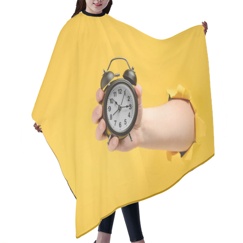 Personality  Hand Holding An Alarm Clock Hair Cutting Cape