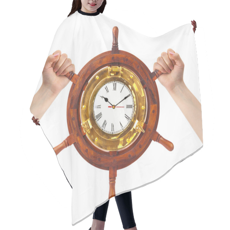 Personality  Hands And Helm Clock - Time Management Hair Cutting Cape