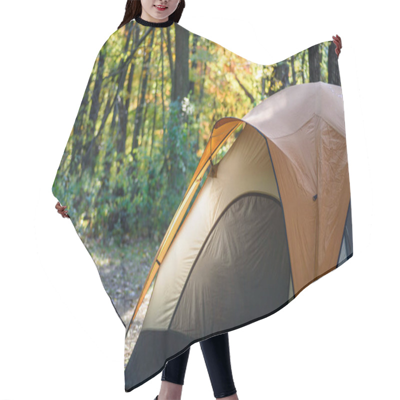 Personality  Early Morning Light Shining On Tent On Campsite In Forest In Autumn Hair Cutting Cape