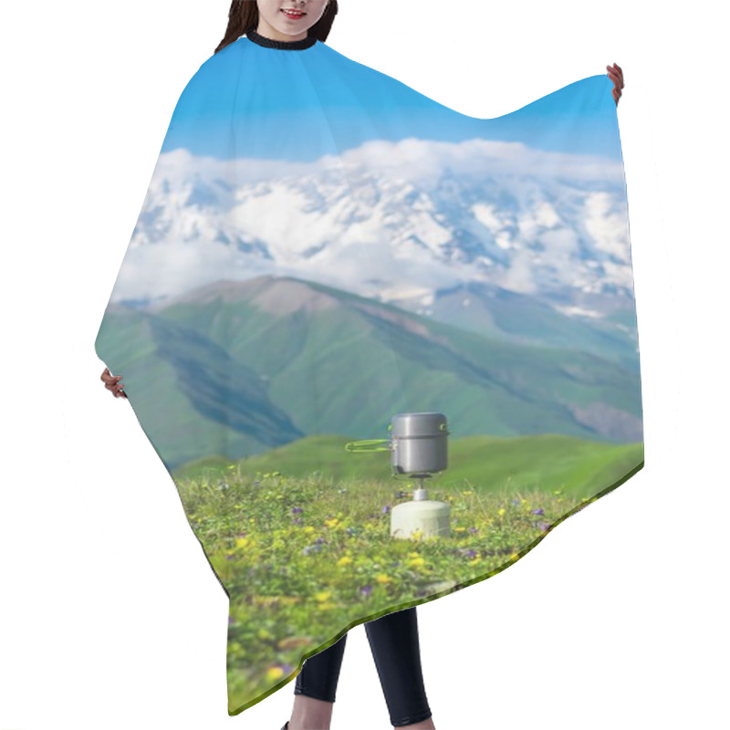 Personality  Gas Bomb On A Background Of Mountains Hair Cutting Cape