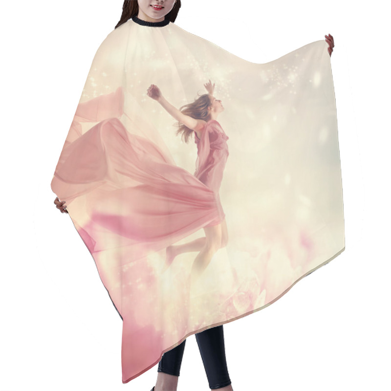 Personality  Woman Jumping On Flower Hair Cutting Cape