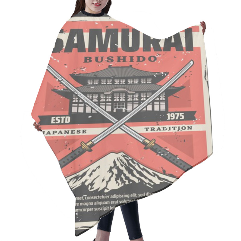 Personality  Bushido Samurai Way Of Life. Pagoda, Katana, Fuji Hair Cutting Cape