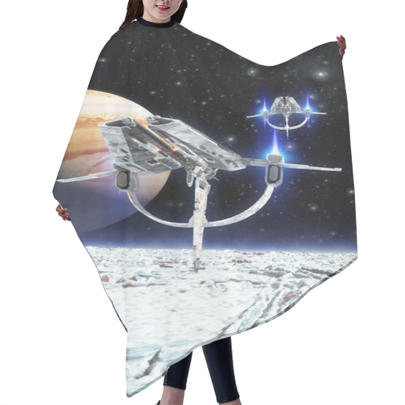 Personality  Spaceship And Frozen Moon Hair Cutting Cape