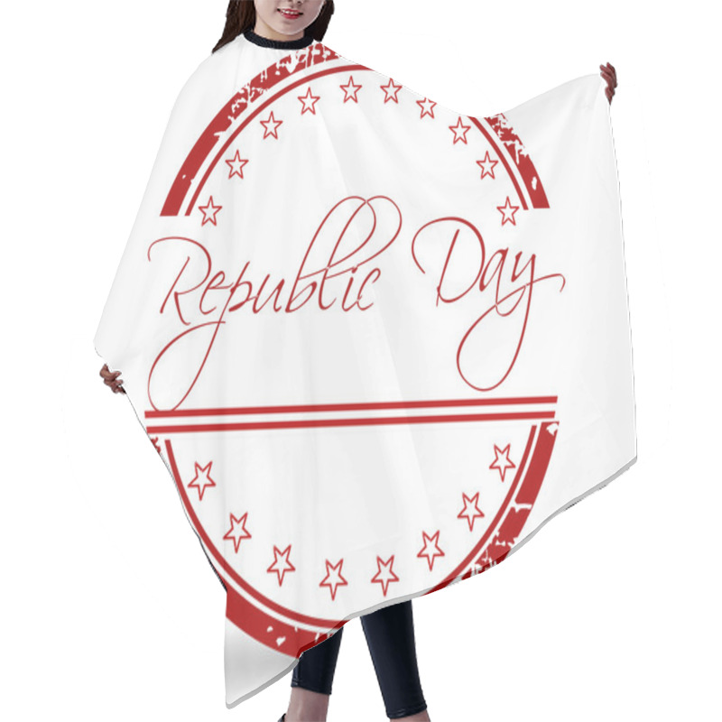 Personality  Red Grunge Rubber Stamp Of Republic Day On White Background. Vec Hair Cutting Cape