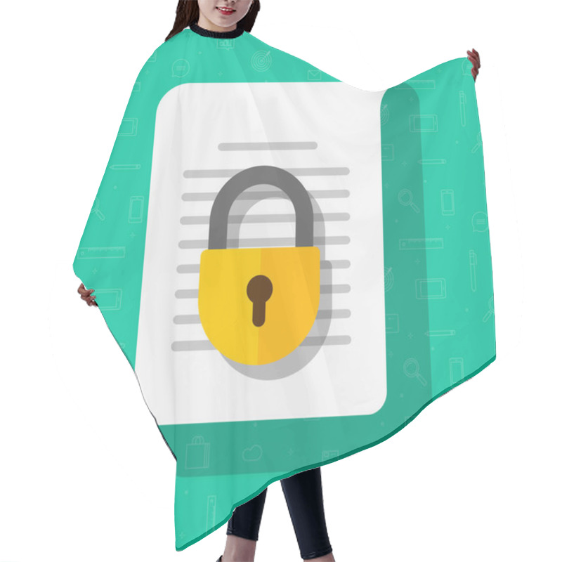 Personality  Business Information Document Protection Access Concept Vector Or Privacy Confidential Secret Info Data File Locked Flat Cartoon Illustration Icon, Idea Of Secure Digital Documentation Hair Cutting Cape