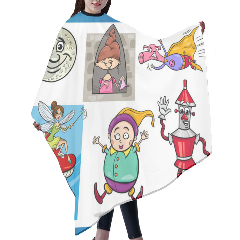 Personality  Cartoon Fantasy Characters Set Hair Cutting Cape