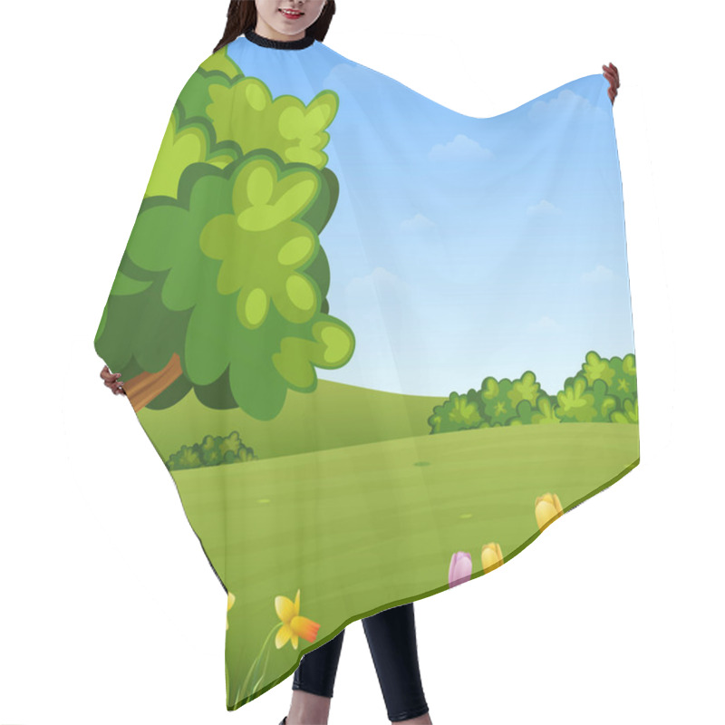 Personality  Summer Landscape With Flowers And Trees Hair Cutting Cape