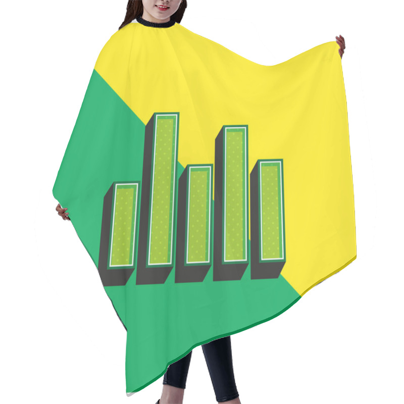 Personality  Bars Green And Yellow Modern 3d Vector Icon Logo Hair Cutting Cape