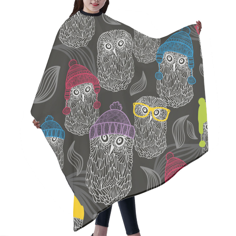 Personality  Seamless Background With Winter Owls. Hair Cutting Cape