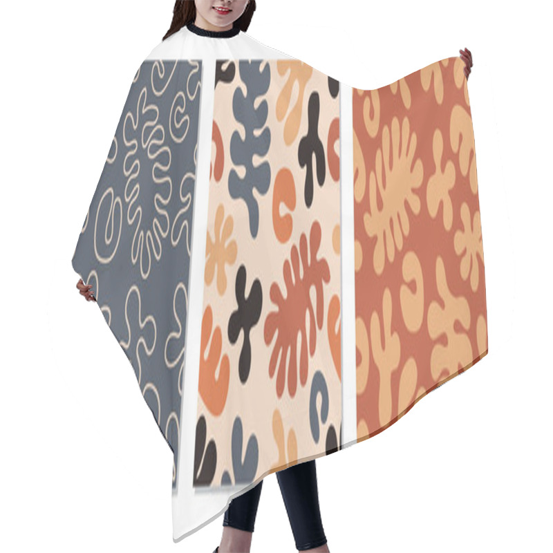 Personality  Trendy Set Of Seamless Pattern With Abstract Organic Cut Out Matisse Inspired Shapes In Neutral Colors Hair Cutting Cape