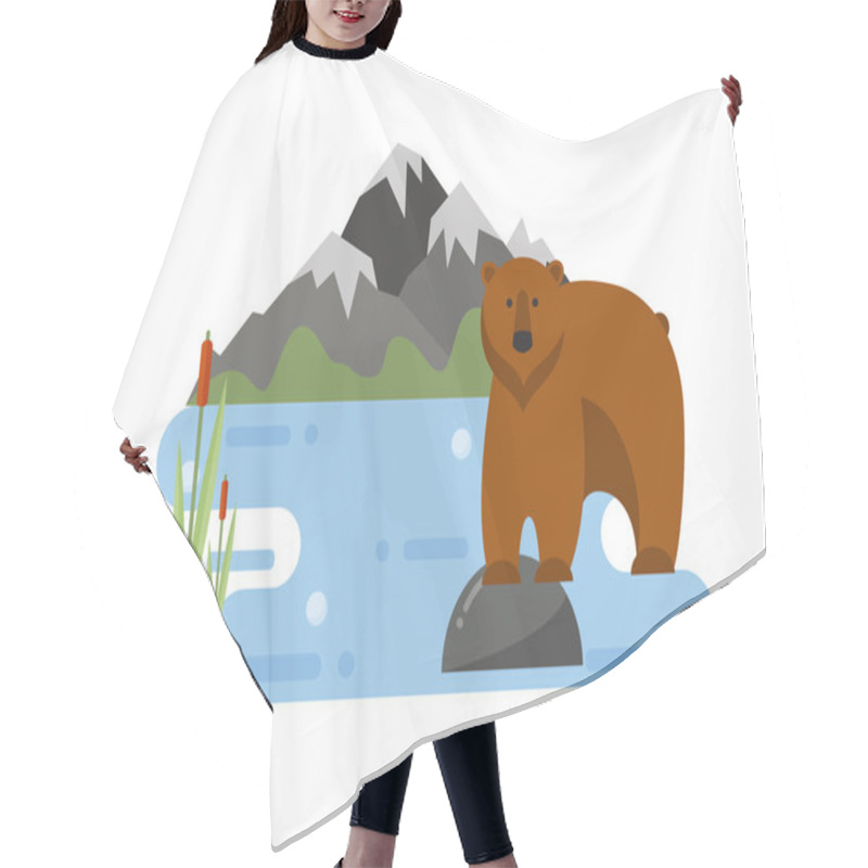 Personality  Cartoon Bear Vector Illustration. Hair Cutting Cape