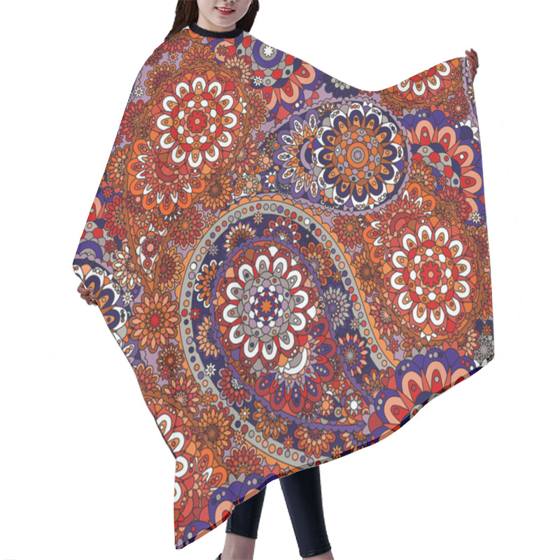 Personality  Seamless Pattern Based On Traditional Asian Elements Paisley Hair Cutting Cape