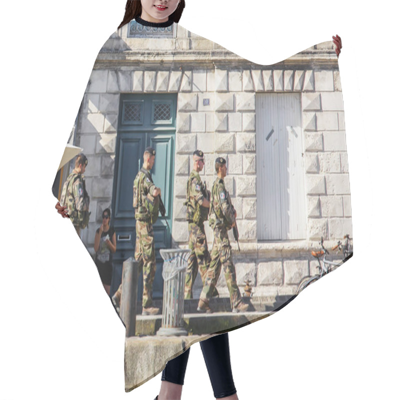 Personality  French Military Patrol Reinforcing The Vigipirate Anti-terrorist Hair Cutting Cape