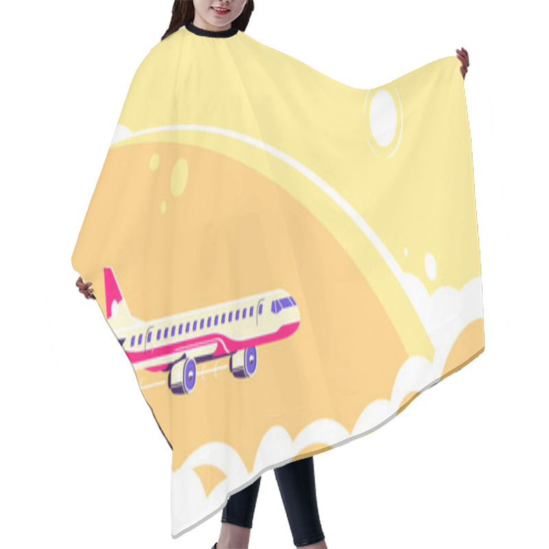 Personality  Airplane Flying Over The Clouds, Flat Design Hair Cutting Cape