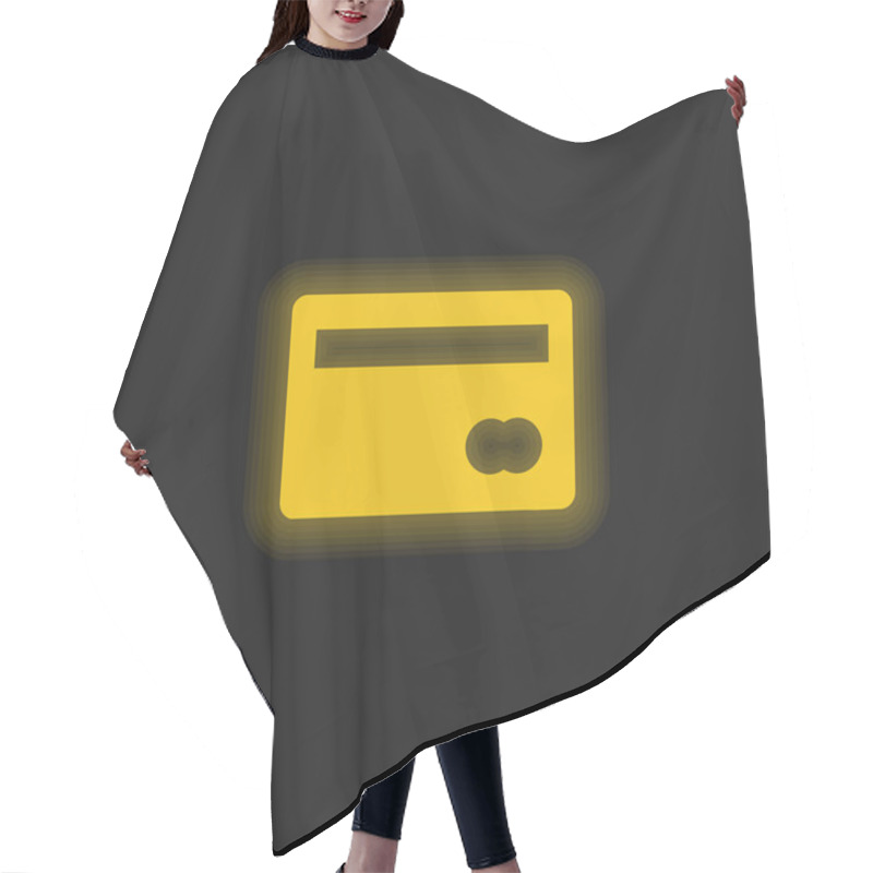 Personality  Big Credit Card Yellow Glowing Neon Icon Hair Cutting Cape