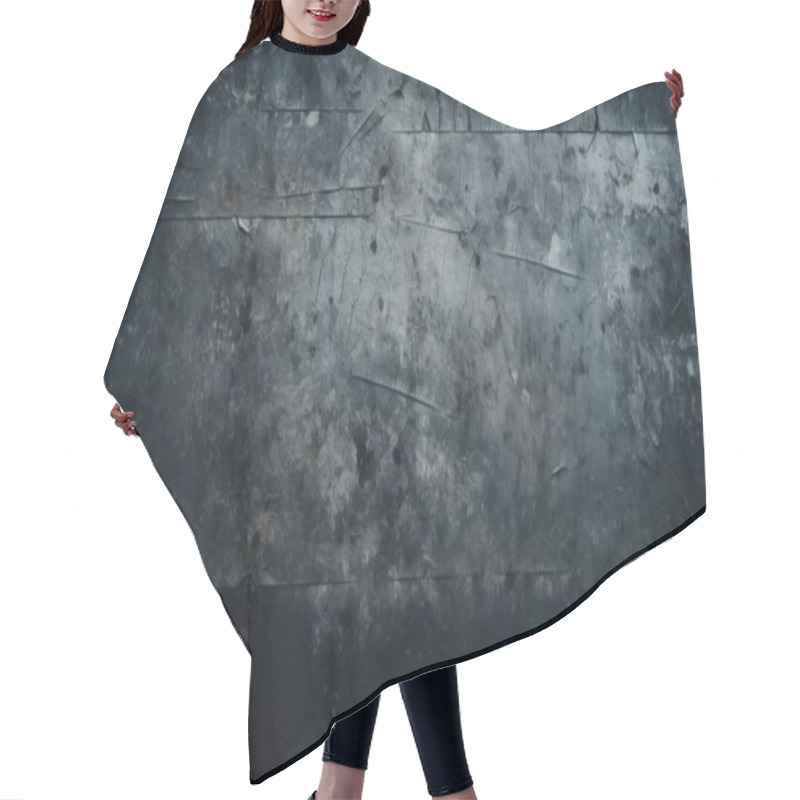 Personality  Textured Dark Gray Wall With Scratches And Stains, Creating A Dramatic And Moody Atmosphere. Hair Cutting Cape