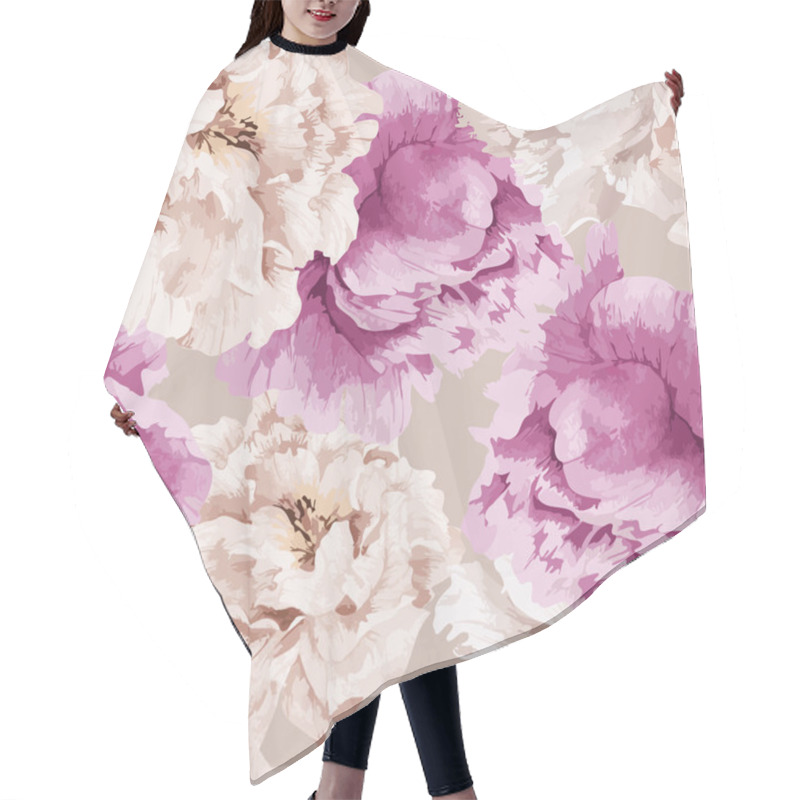 Personality  Floral Pattern With Peony Hair Cutting Cape