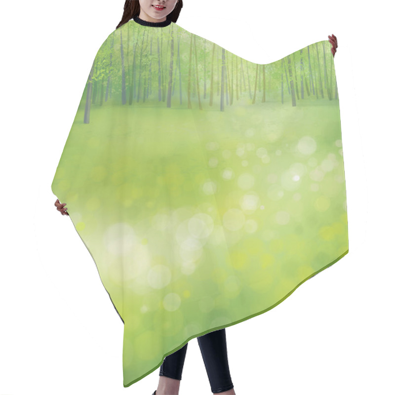 Personality  Spring  Forest Background. Hair Cutting Cape