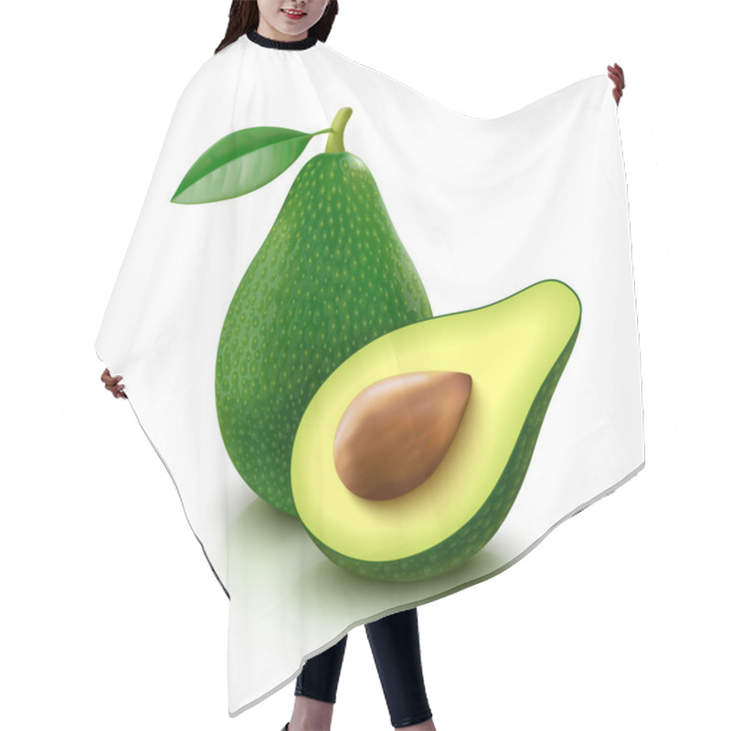 Personality  Avocado With Slice On White Background Hair Cutting Cape