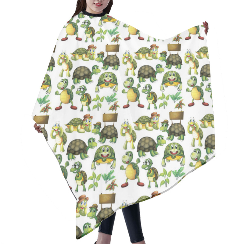 Personality  Cute Animals Cartoon Seamless Background Illustration Hair Cutting Cape