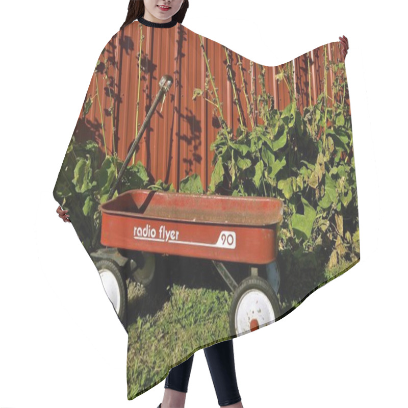 Personality  Old Radio Flyer Wagon Hair Cutting Cape