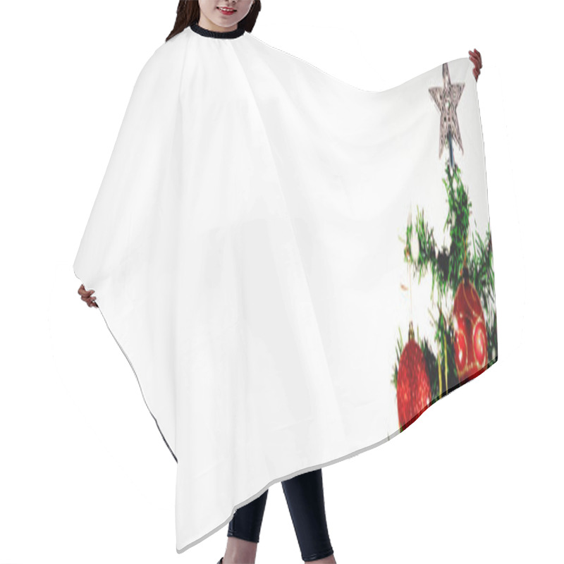 Personality  Snow Falling Against Christmas Star In Tree With Copy Space Hair Cutting Cape