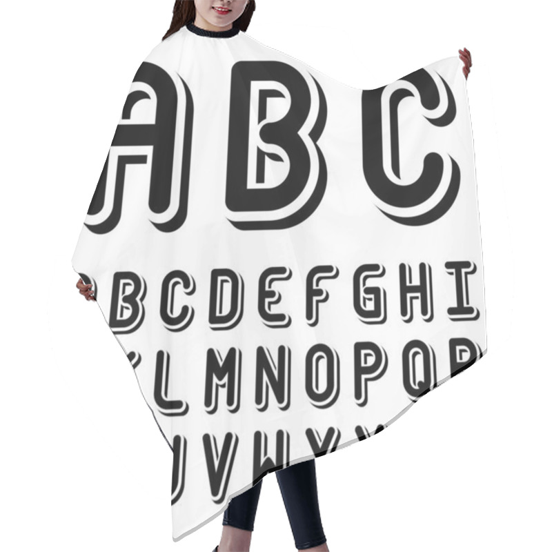 Personality  Original 3d Black And White Font Alphabet Hair Cutting Cape