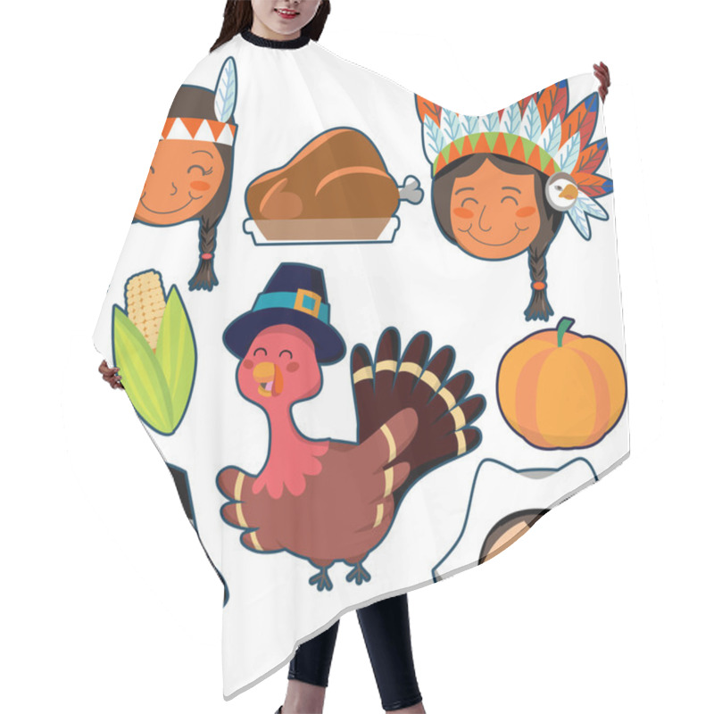 Personality  Thanksgiving Day Faces And Elements Set Hair Cutting Cape