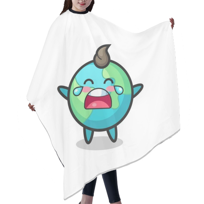 Personality  The Illustration Of Crying Earth Cute Baby , Cute Style Design For T Shirt, Sticker, Logo Element Hair Cutting Cape