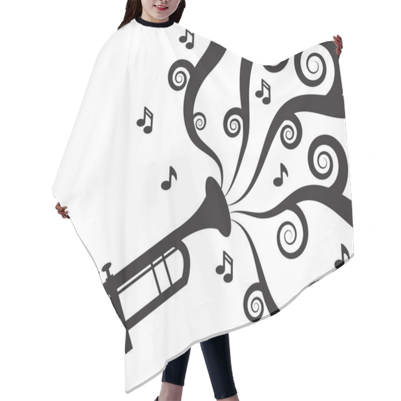 Personality  Trumpet Playing Music Silhouette Hair Cutting Cape