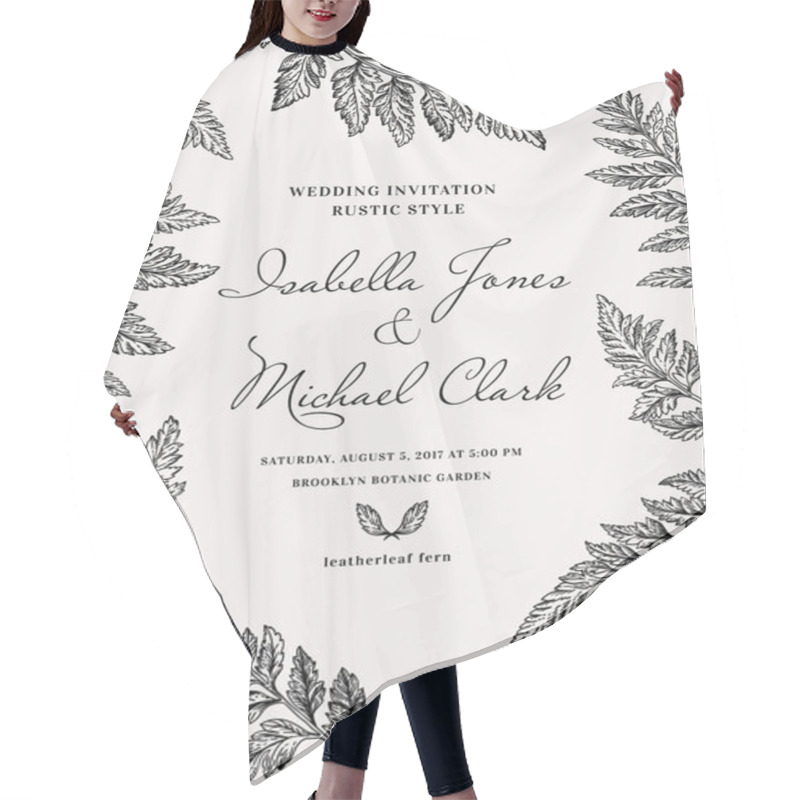 Personality  Card With Leaves Of Fern Hair Cutting Cape