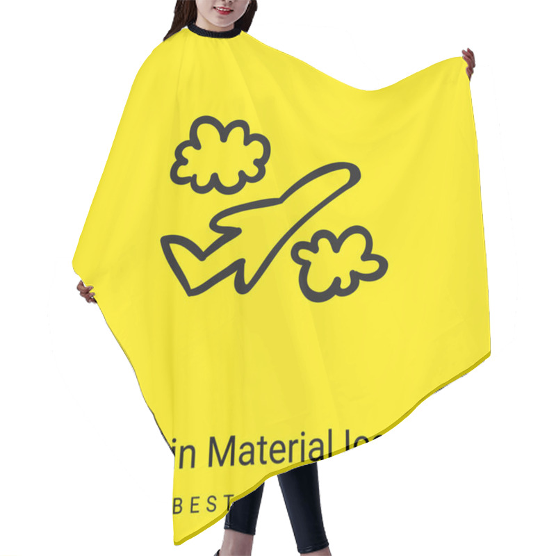 Personality  Airplane Hand Drawn Flight Between Clouds Minimal Bright Yellow Material Icon Hair Cutting Cape