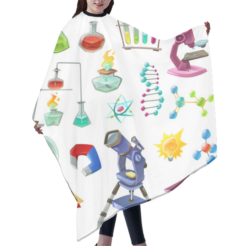 Personality  Science Decorative Icons Set Hair Cutting Cape