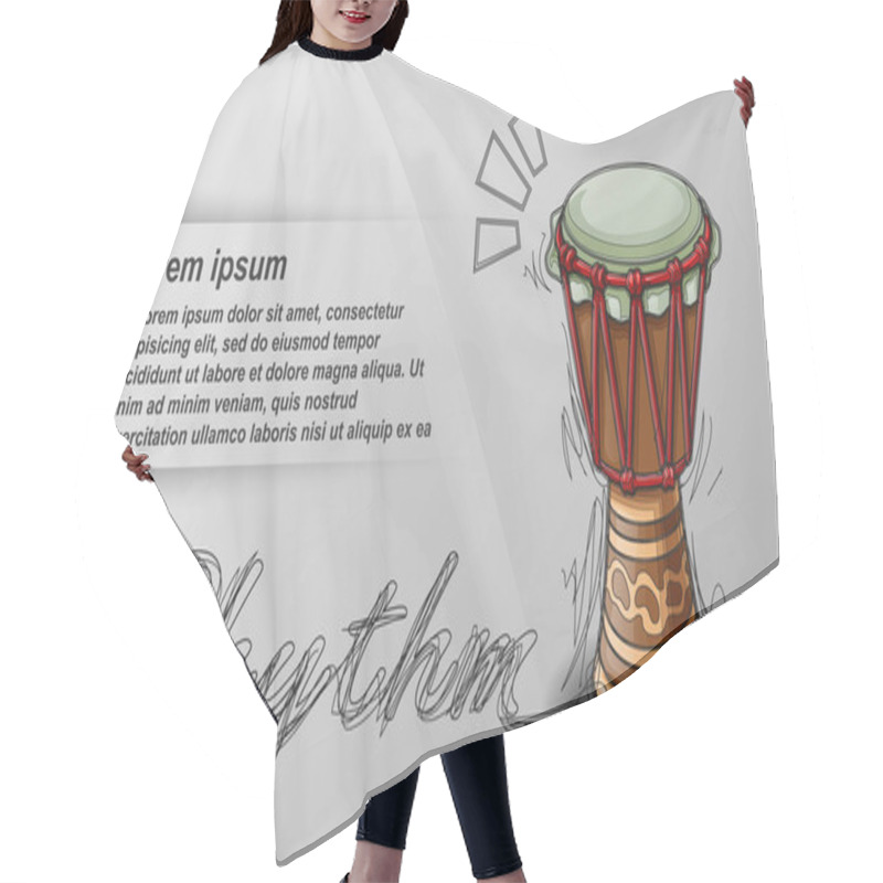 Personality  Sketched Percussion And Text On White Background. Hair Cutting Cape