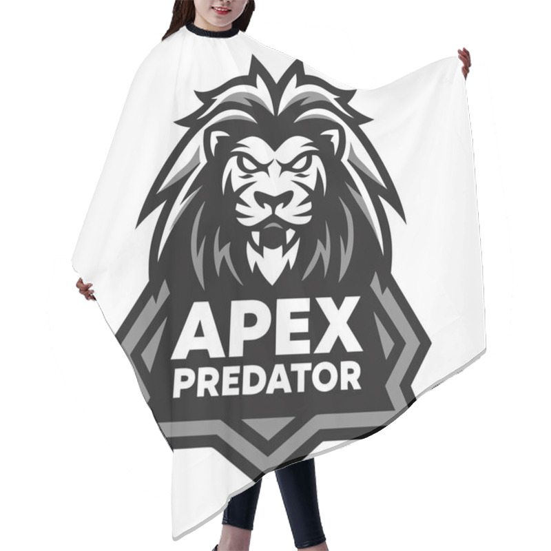 Personality  Apex Predator Logo Design Fierce Lion Emblem With Bold Typography Hair Cutting Cape