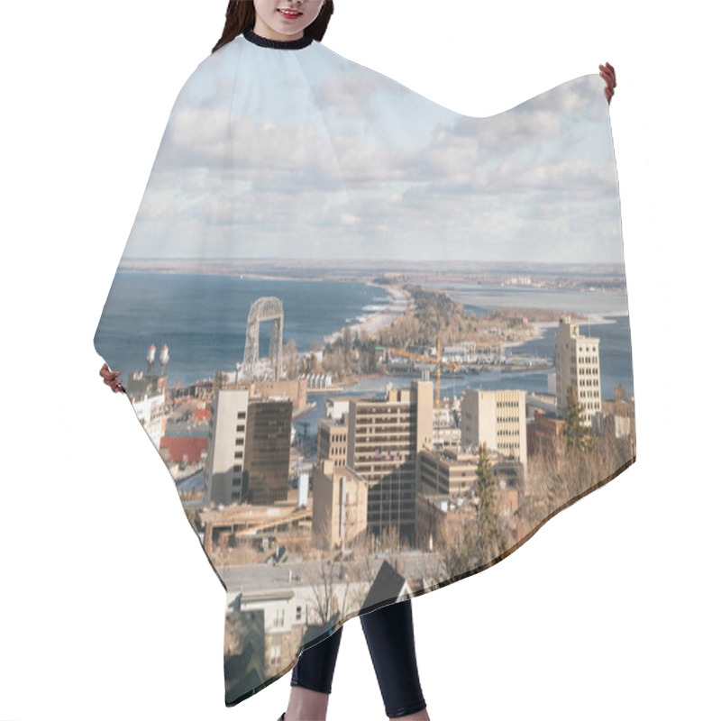 Personality  Duluth Minnesota Downtown City Skyline Port City Lake Superior Hair Cutting Cape