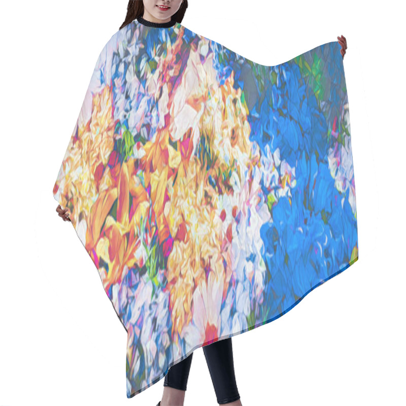 Personality  Beautiful Meadow Flower Background And Painting Effect. Hair Cutting Cape