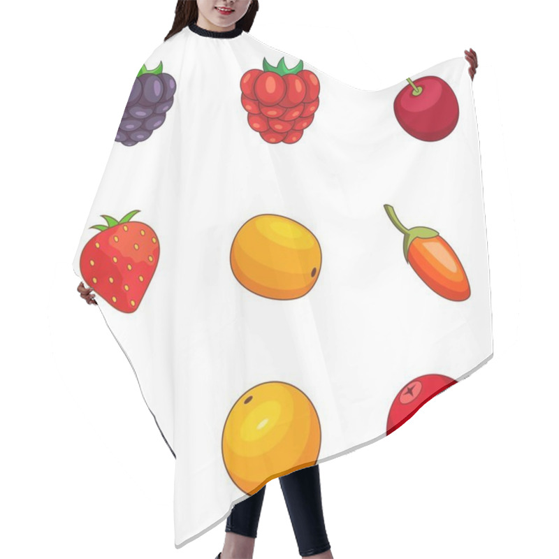 Personality  Berry Field Icons Set, Cartoon Style Hair Cutting Cape