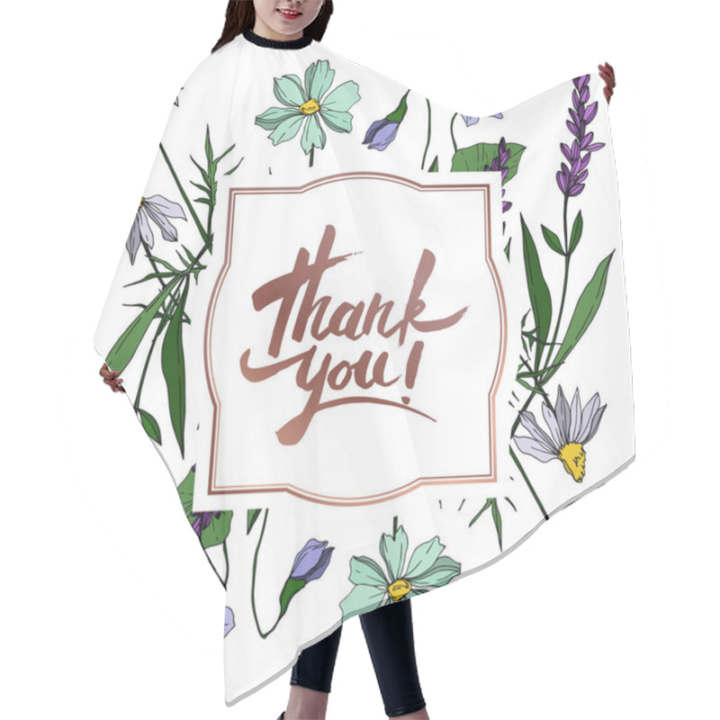 Personality  Vector Wildflower Floral Botanical Flowers. Black And White Engraved Ink Art. Frame Border Ornament Square. Hair Cutting Cape